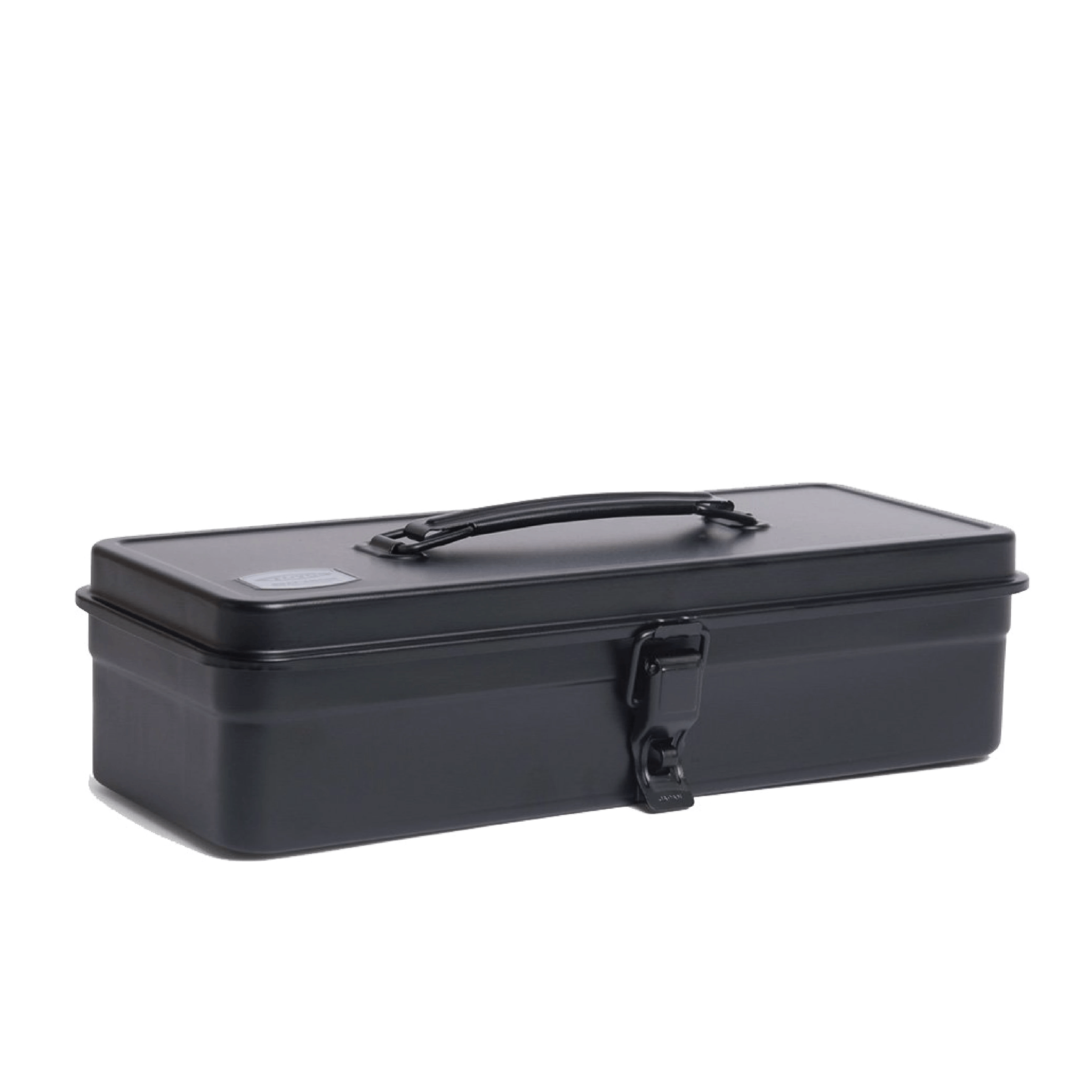 Black tool box, made out of stainless steel in Japan.